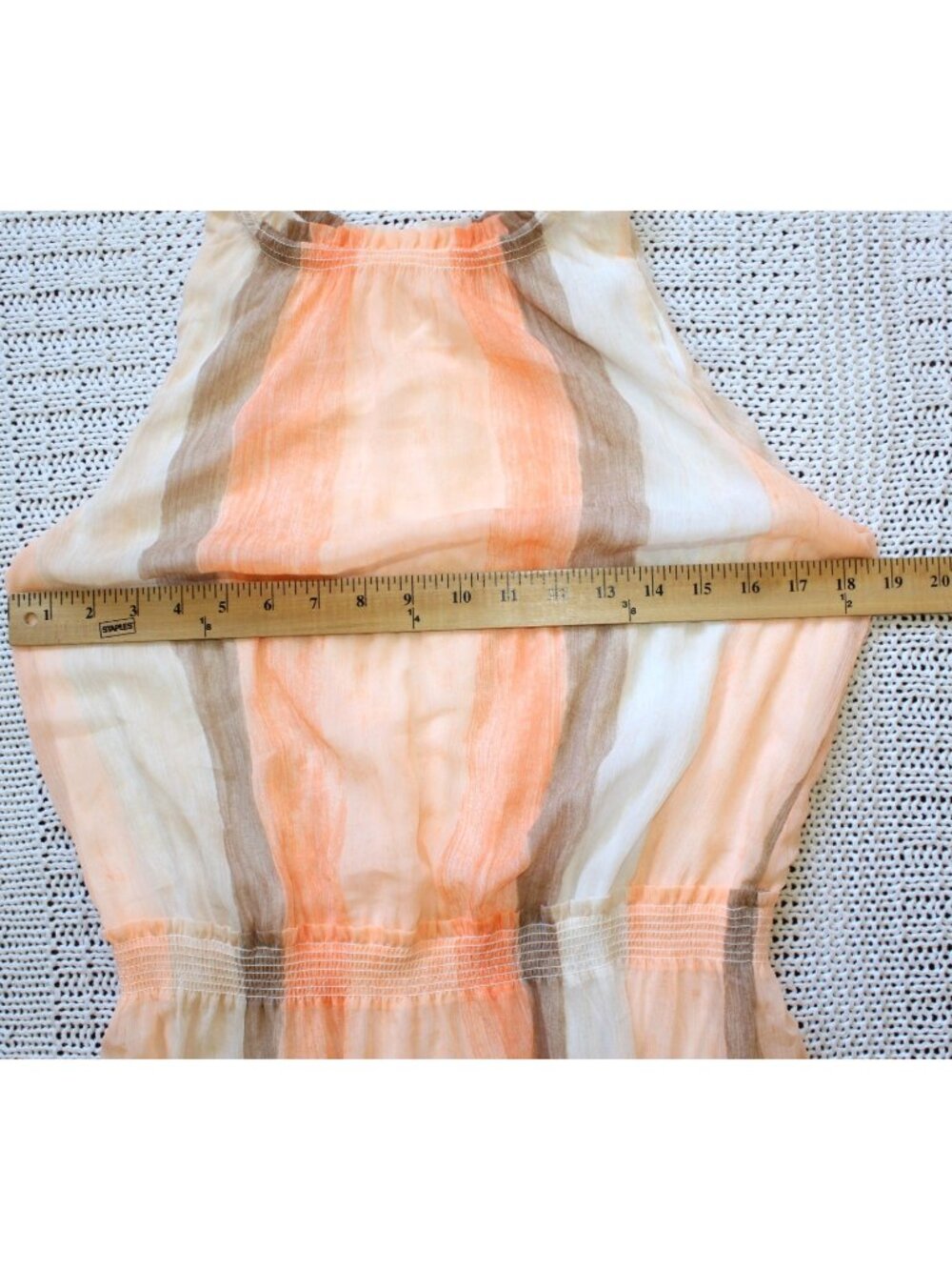 Chico's watercolor striped maxi dress size 1/8 US halter neckline smocked waist - Picture 2 of 8